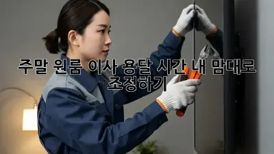 주말 원룸 이사 용달 시간, 내 맘대로 조정하기!